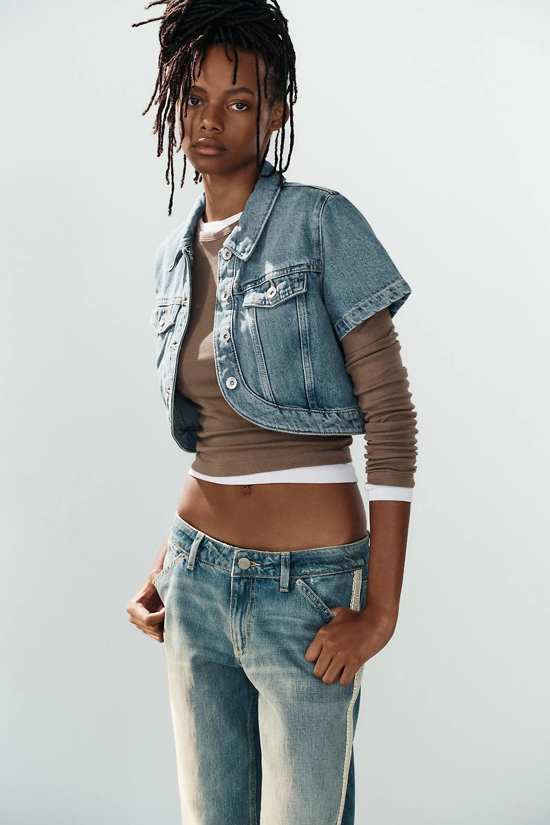 TRF MID-RISE STRAIGHT LEG SIDE STRIPE JEANS