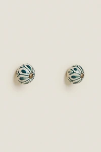 SET OF CERAMIC FLOWER KNOBS (SET OF 2