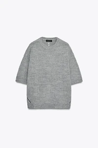 OVERSIZED SHORT SLEEVE KNIT SWEATER