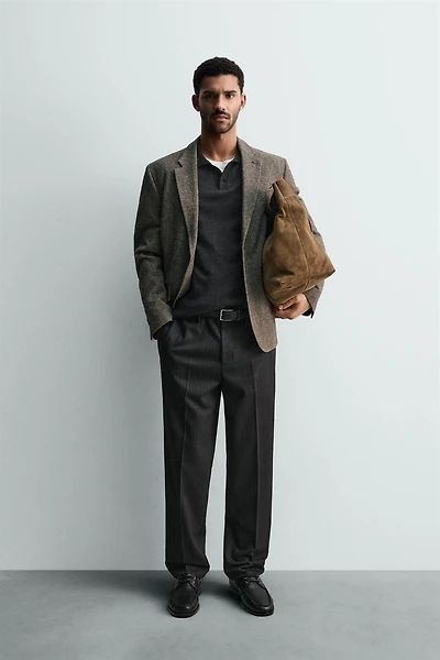 PANTALON EN FLANELLE À CHEVRONS