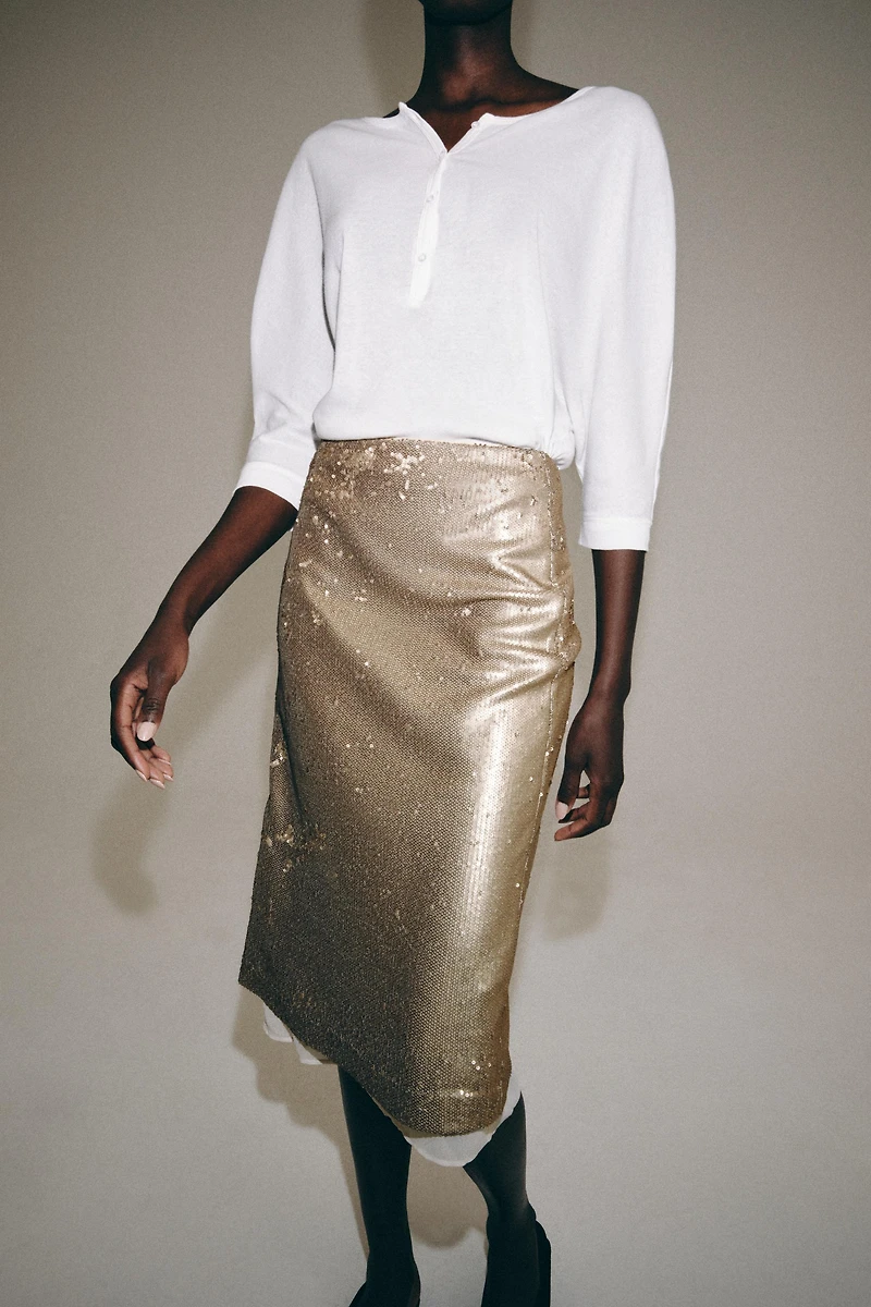 ZW COLLECTION SEQUIN MIDI SKIRT