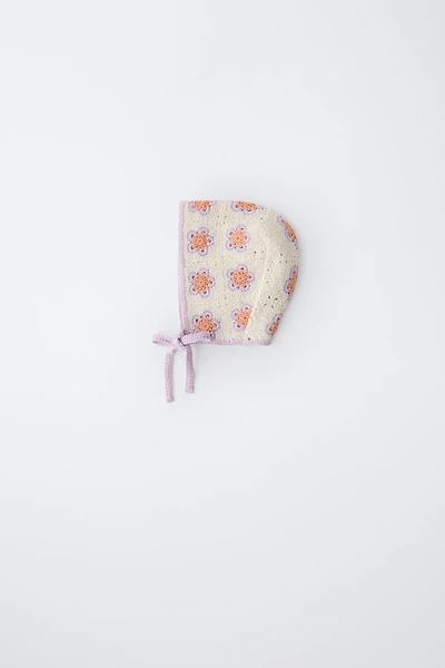 CROCHET FLOWER KNIT BONNET