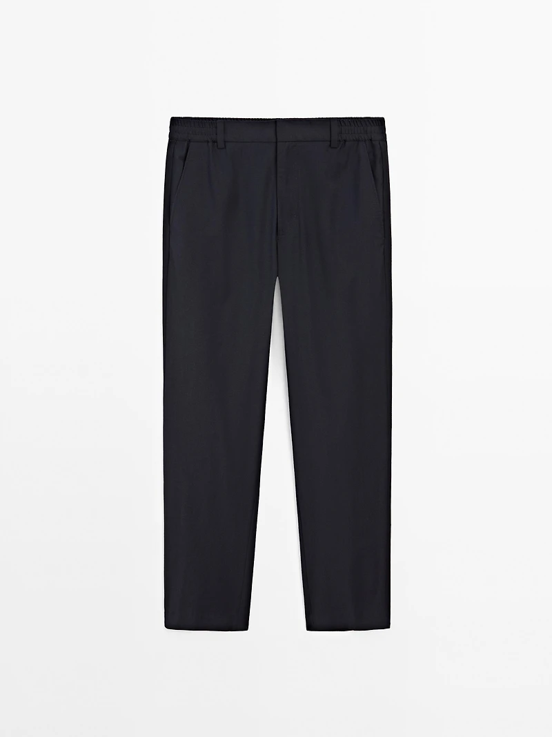 Wool blend jogger fit trousers