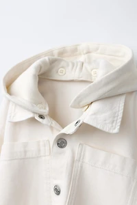 TWILL OVERSHIRT WITH REMOVABLE HOODIE