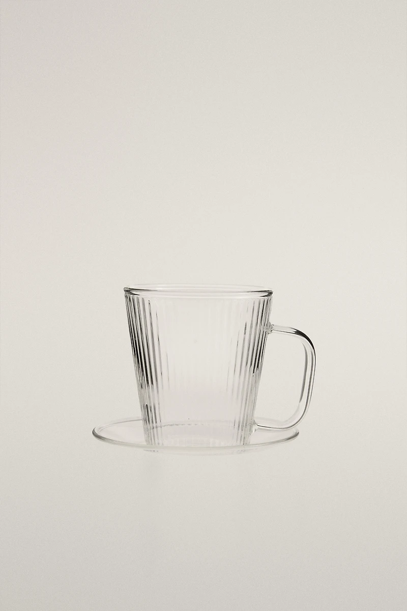 BOROSILICATE GLASS COFFEE CUP AND SAUCER