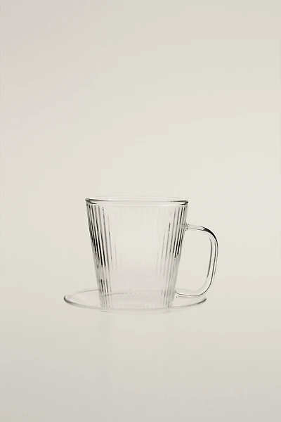 BOROSILICATE GLASS COFFEE CUP AND SAUCER