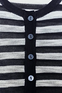 STRIPED BUTTON SWEATER