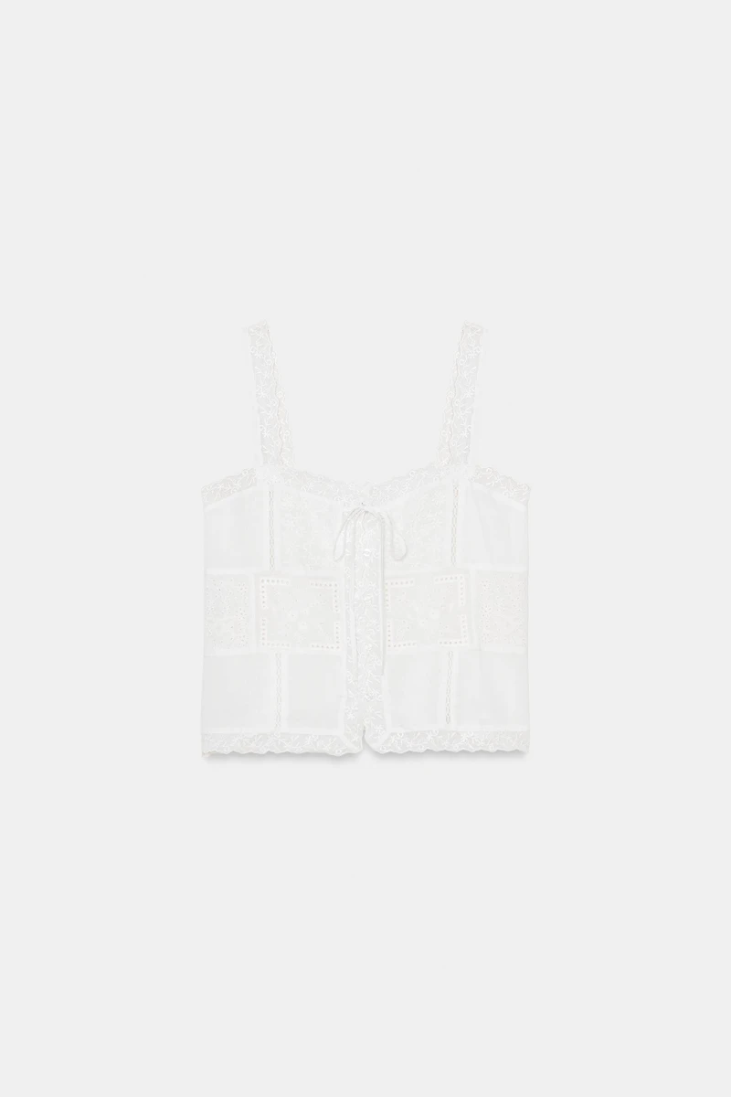 EMBROIDERED STRAP TOP