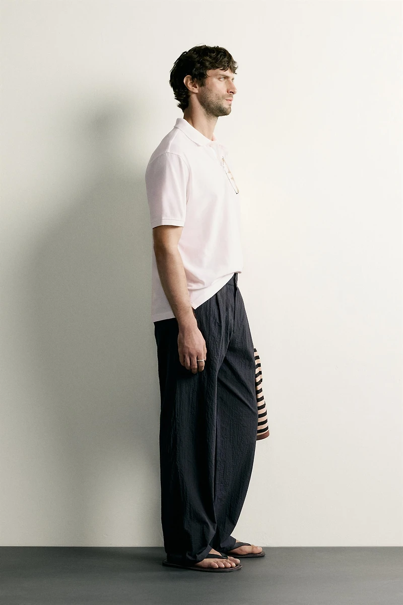 STRAIGHT FIT SEERSUCKER PANTS