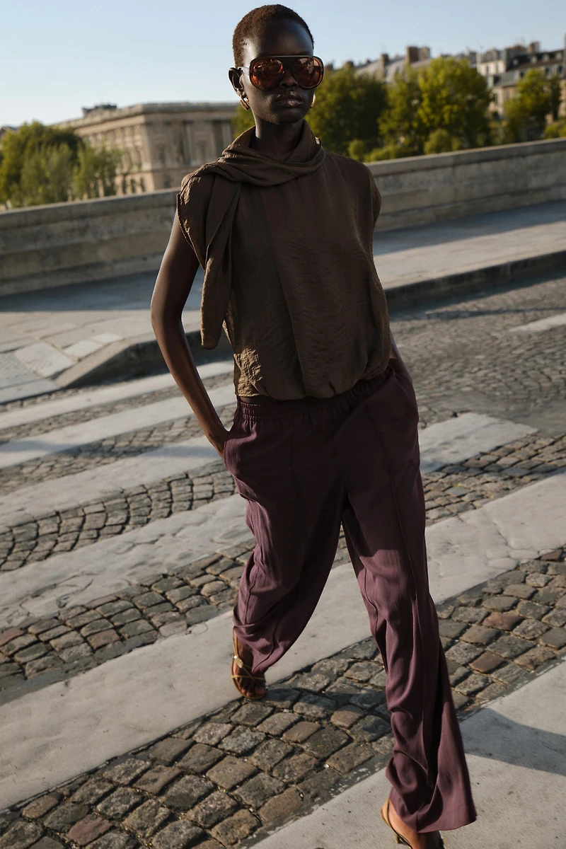 WIDE LEG SEAM PANTS
