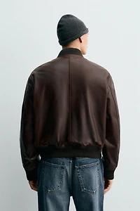 WAXED LEATHER BOMBER JACKET