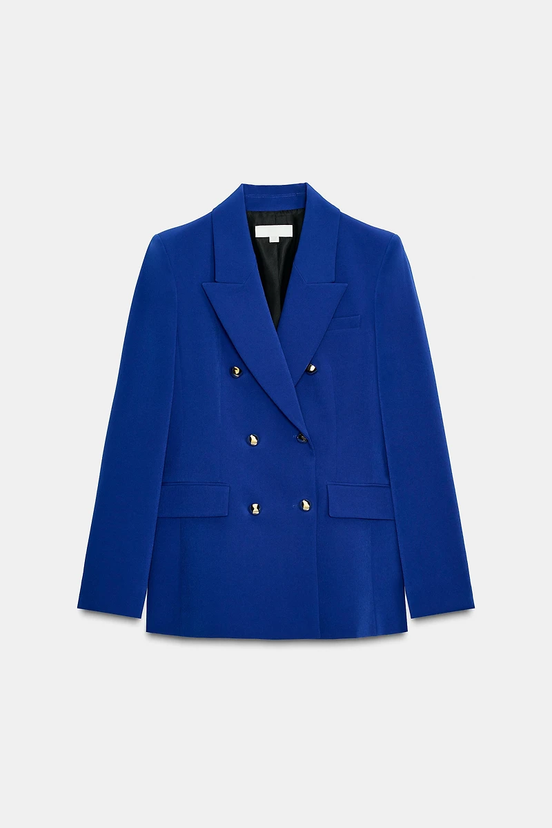 DOUBLE-BREASTED BLAZER WITH SHOULDER PADS