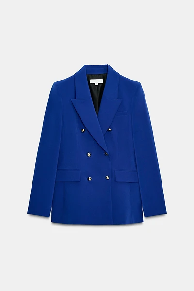 DOUBLE-BREASTED BLAZER WITH SHOULDER PADS