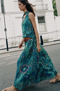PRINTED BELTED SKIRT