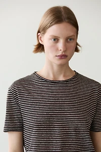 100% linen regular fit striped T-shirt
