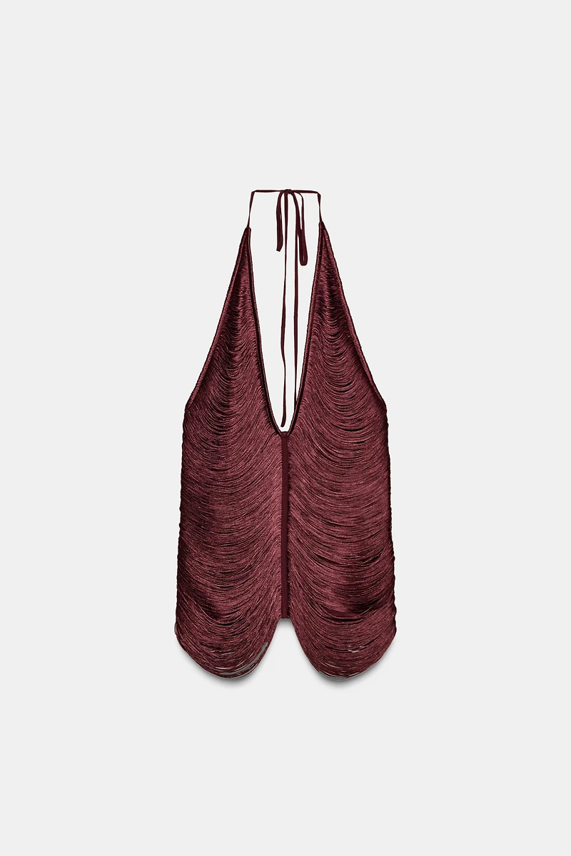 FRINGE HALTER TOP