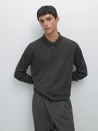 100% merino wool knit polo jumper