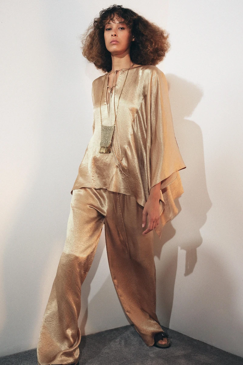 ZW COLLECTION SATIN WIDE LEG PANTS