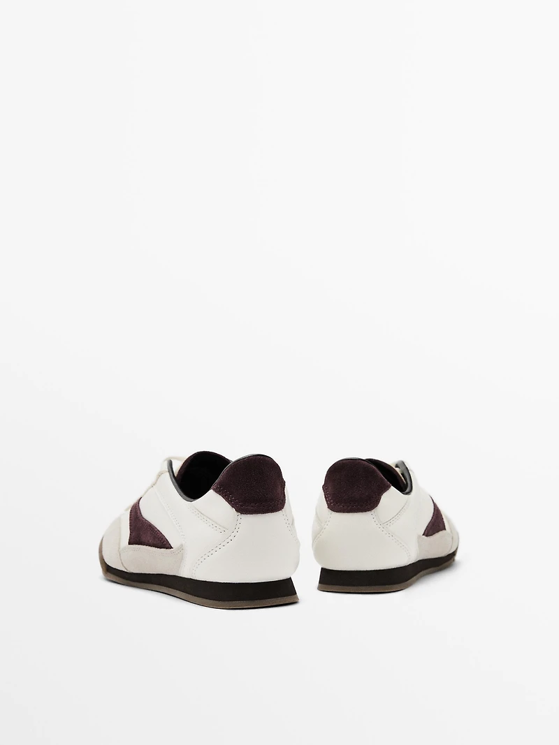Tennis cuir contrastant