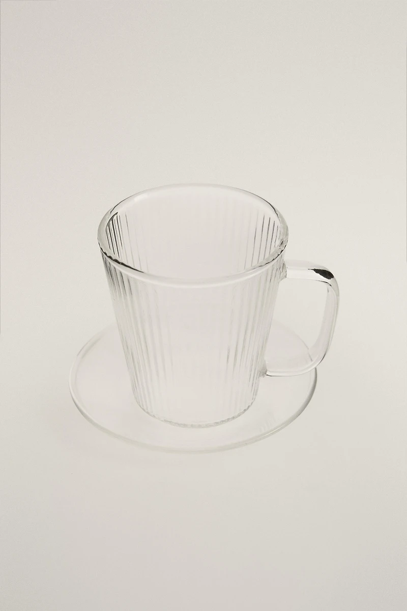 BOROSILICATE GLASS COFFEE CUP AND SAUCER