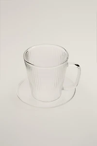 BOROSILICATE GLASS COFFEE CUP AND SAUCER