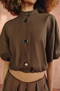 LINEN BLEND BALLOON SHIRT