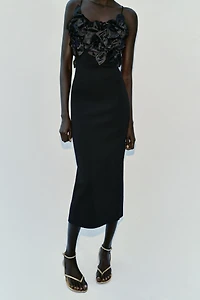 COMBINATION KNIT FLORAL DRESS