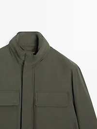 Water-repellent puffer jacket with pockets