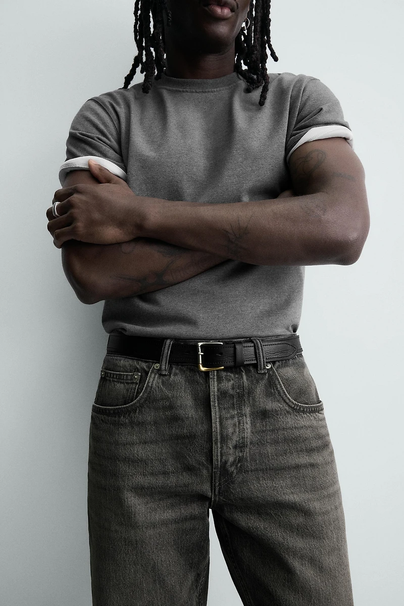 VINTAGE EFFECT LEATHER BELT