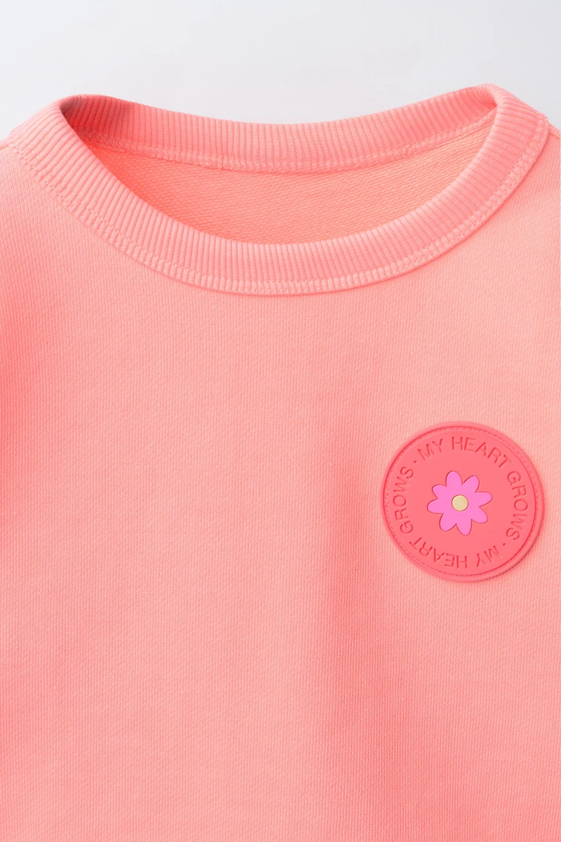 SWEATSHIRT AND RUBBERIZED FLOWER BERMUDA SET