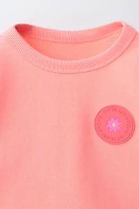 SWEATSHIRT AND RUBBERIZED FLOWER BERMUDA SET