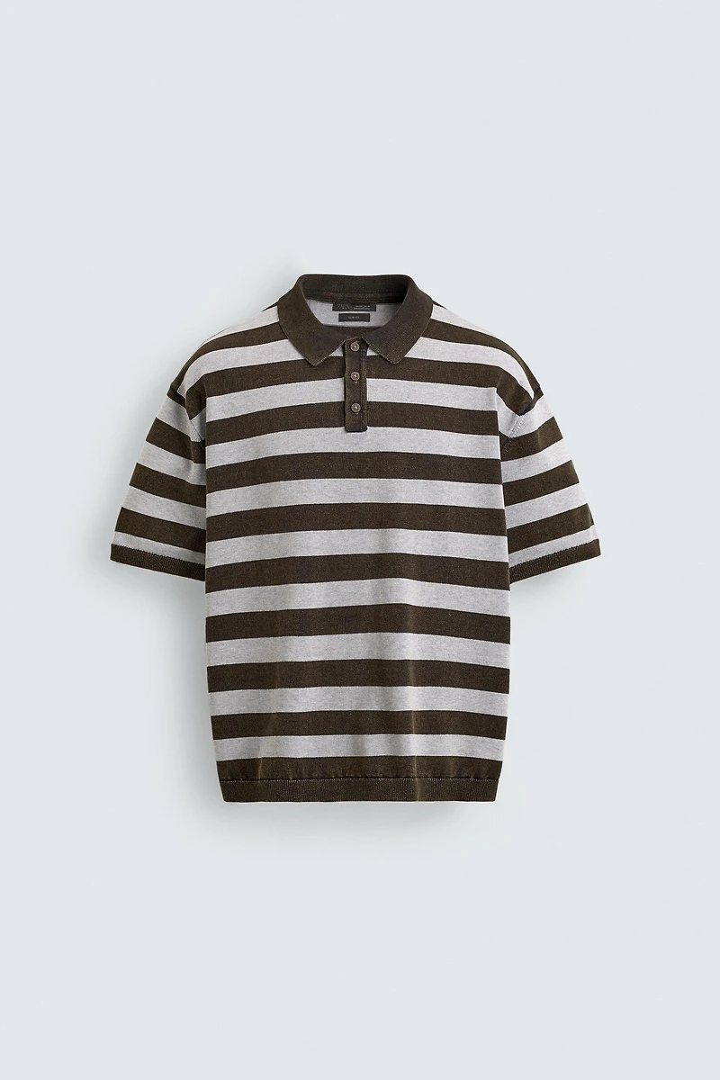 JACQUARD STRIPED KNIT POLO SHIRT