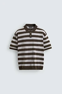 JACQUARD STRIPED KNIT POLO SHIRT