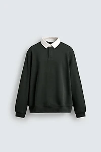 CONTRAST COLLAR POLO SWEATSHIRT