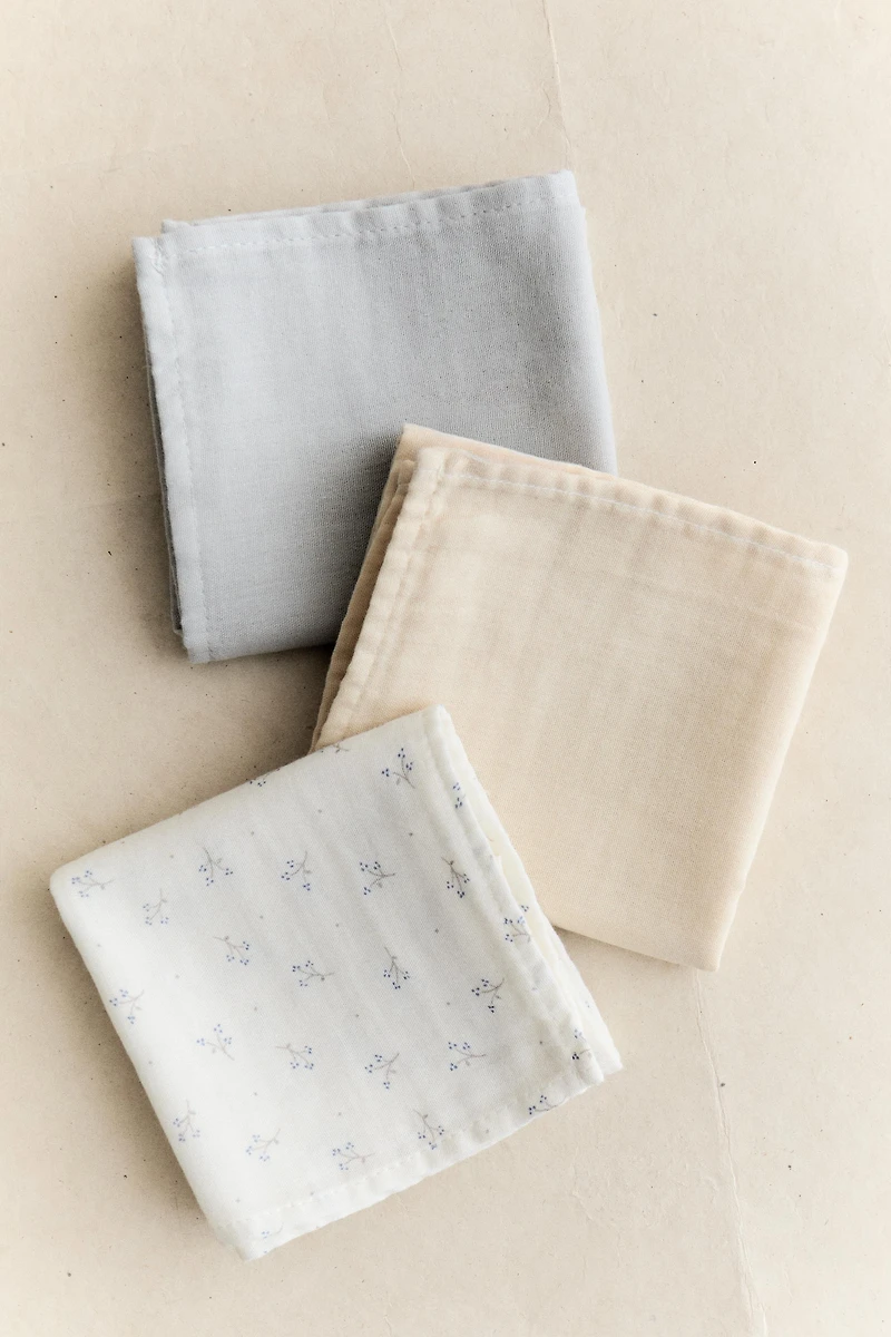 SET OF BABY MUSLIN CLOTHS MINI FLOWER (SET OF 3)