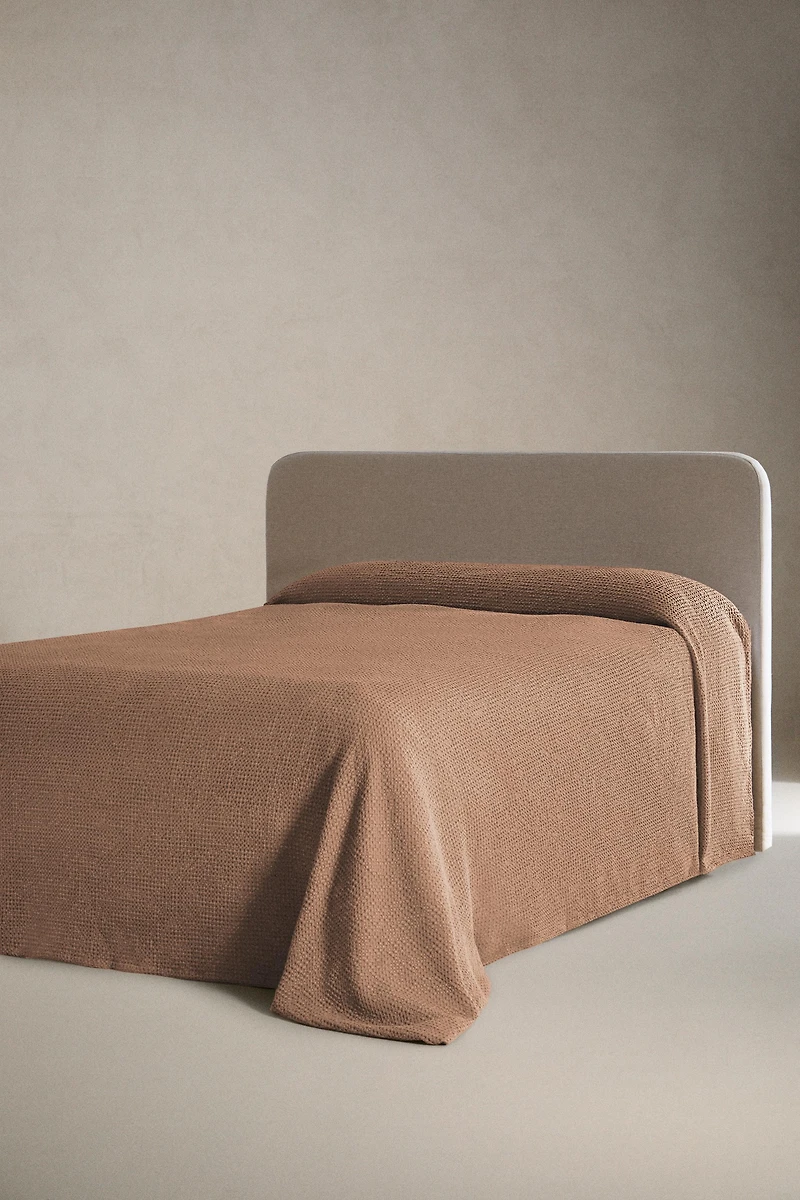 MINI WAFFLE-KNIT COTTON BEDSPREAD