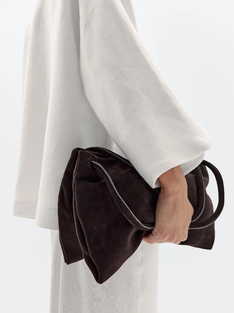 Leather and split leather medium bag with compartments