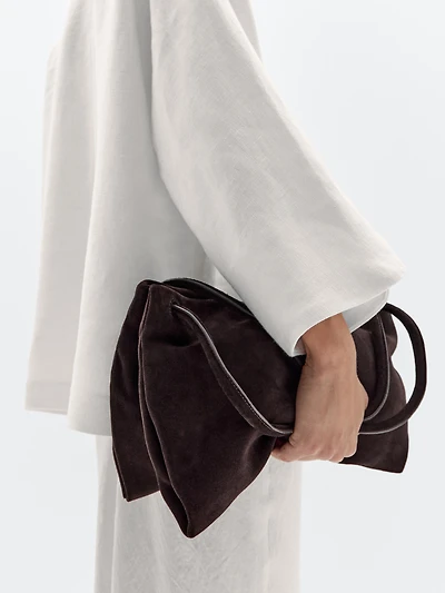 Leather and split leather medium bag with compartments