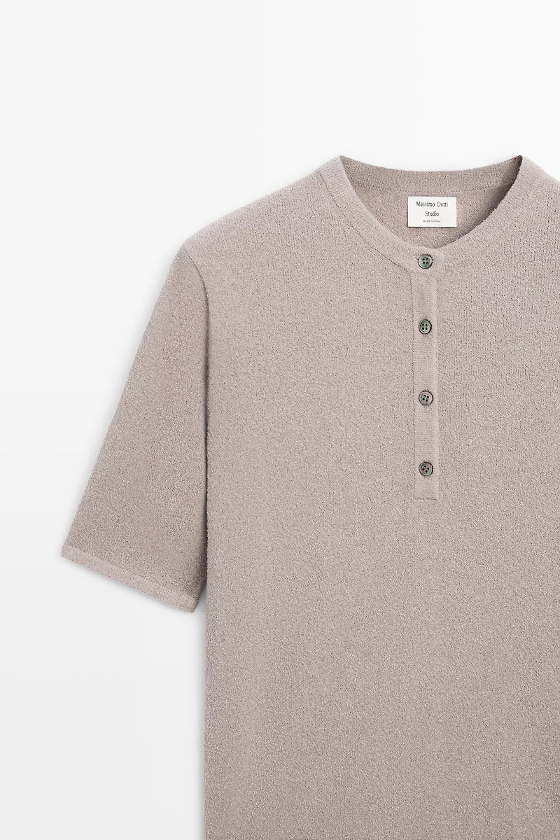 STUDIO Cotton Blend Button-Front Knit Sweater