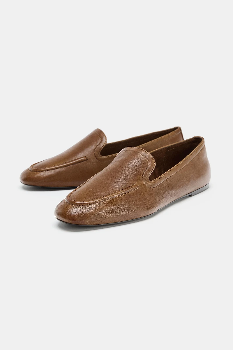 LEATHER LOAFERS WITH HIGH VAMP