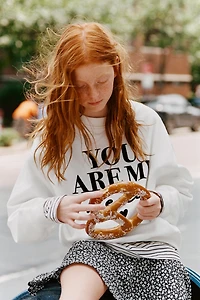 FLOCKED TEXT SWEATSHIRT