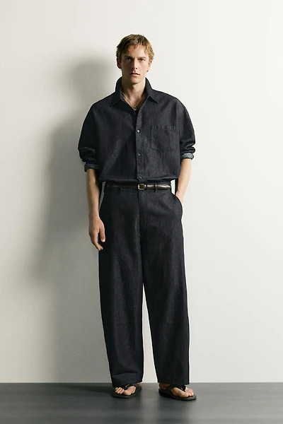 LIGHTWEIGHT COTTON-LINEN DENIM CHINO PANTS