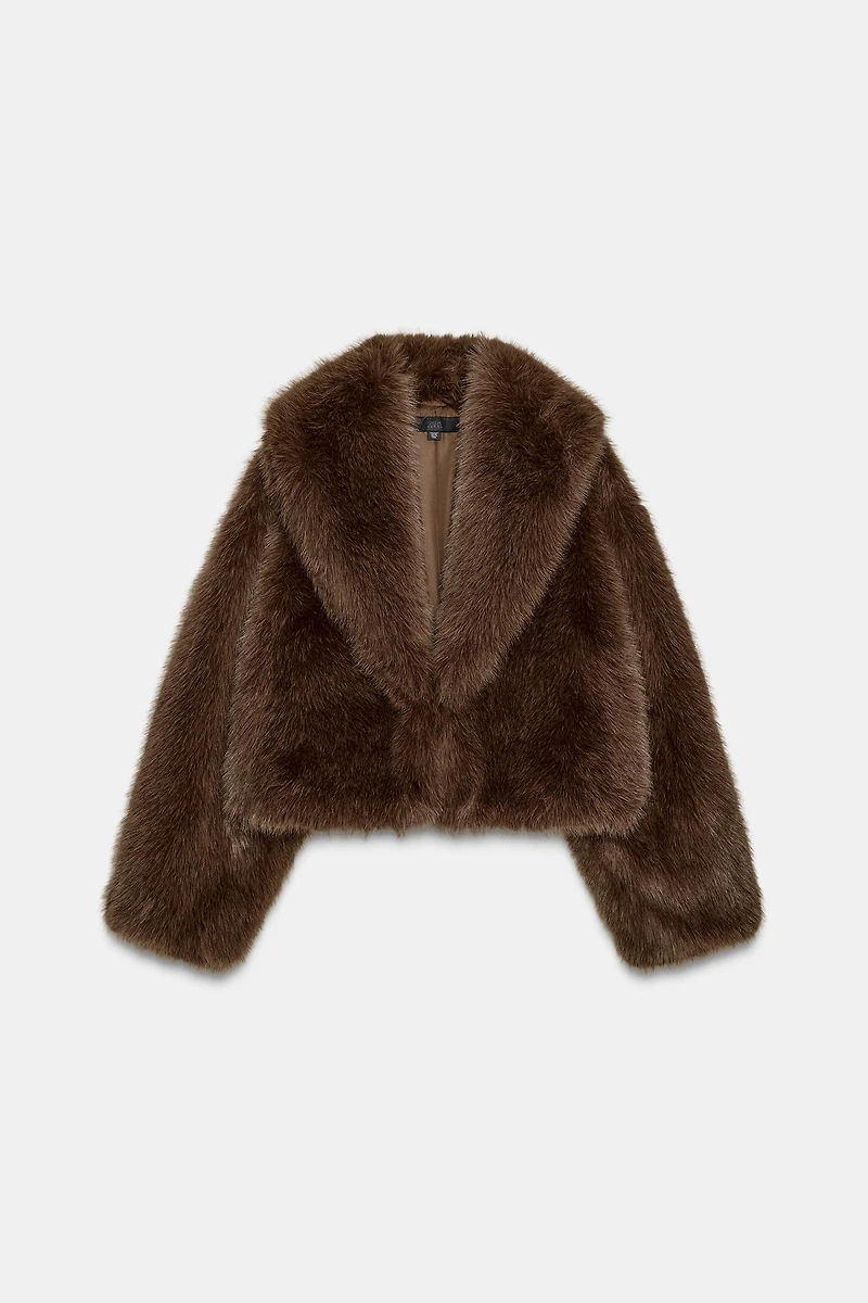 SHORT FAUX FUR COAT