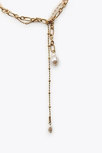 PACK OF 2 PEARL CHAIN NECKLACES