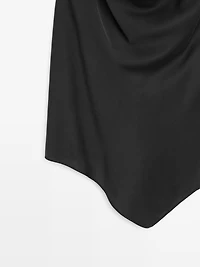 Silk blend top with cowl neck and tie