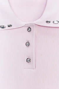 JEWEL COLLAR RIBBED POLO SHIRT