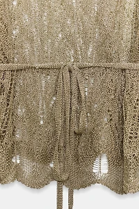 METALLIC THREAD KNIT TOP WITH BELT
