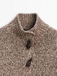 Wool and cotton knit cardigan with horn button