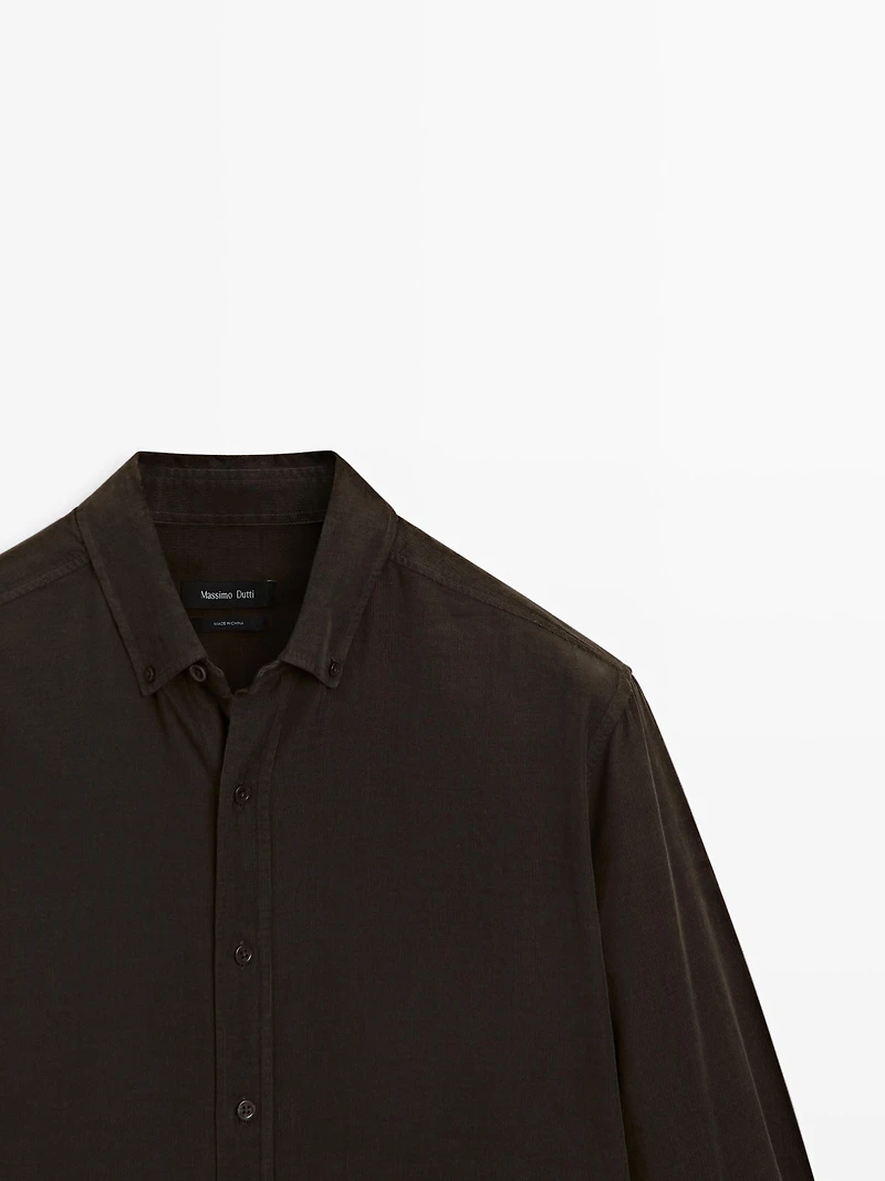 Regular fit needlecord shirt