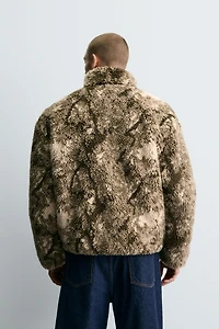 PRINTED FAUX SHEARLING JACKET